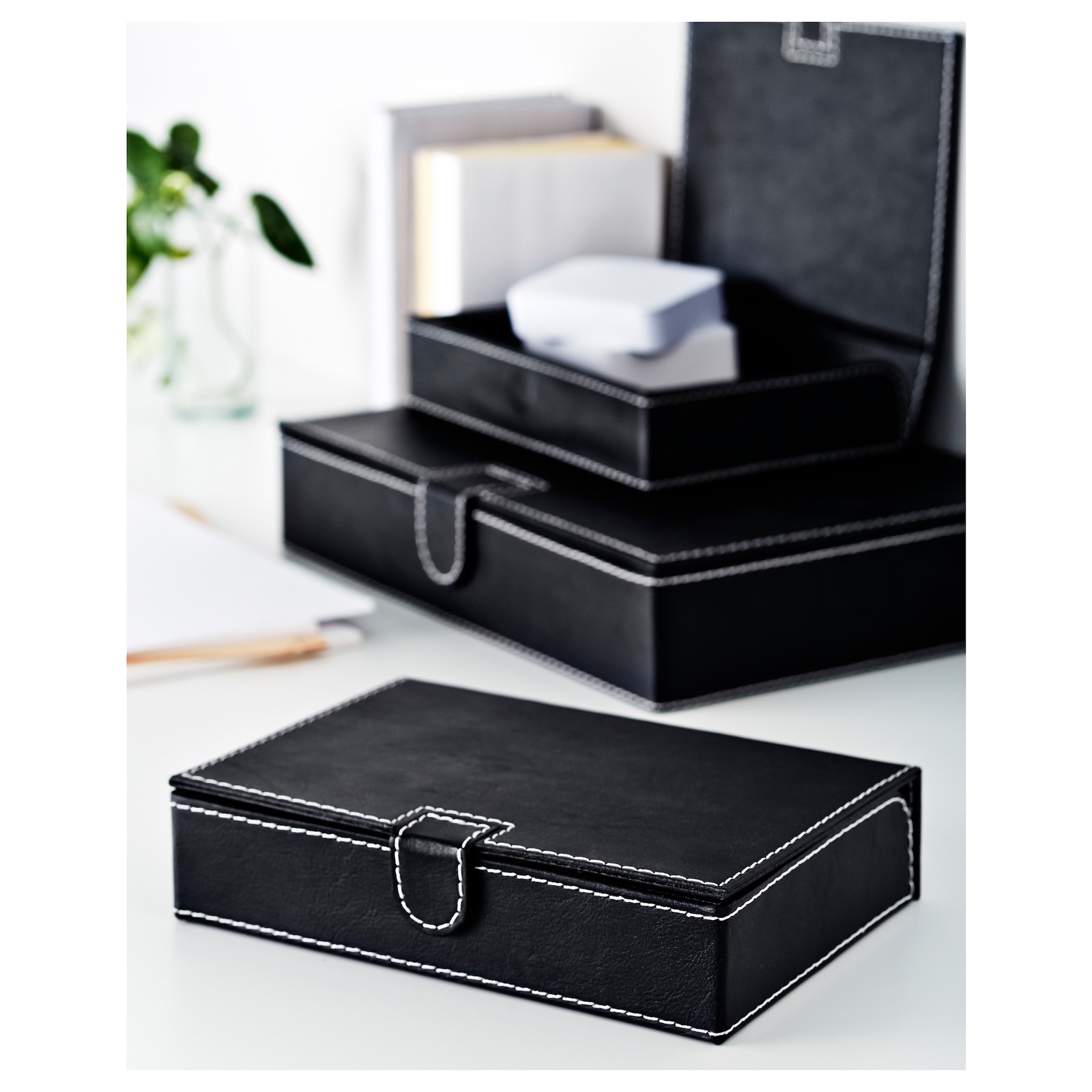 RISSLA Ablagebox 3er-Set, schwarz - IKEA Schweiz