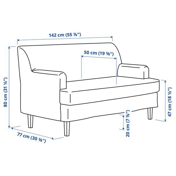 ROCKSJÖN 2er-Sofa, Klovsta grau/weiß