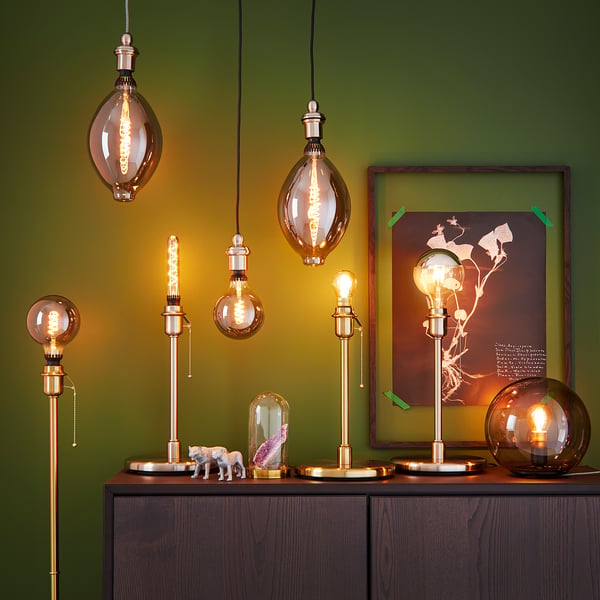 ROLLSBO / GOTHEM Wandleuchte + Lampe rund Klarglas grau