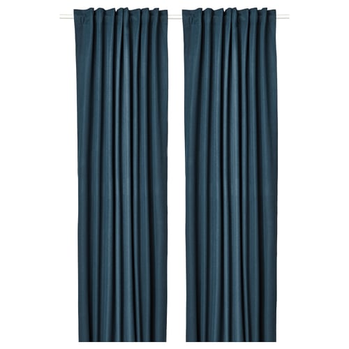 ROSENMANDEL 2 Gardinenschals (abdunk.) - dunkelblau/mit Gardinenband 135x300 cm