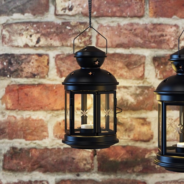 ROTERA Laterne für Teelicht - schwarz drinnen/draußen ...