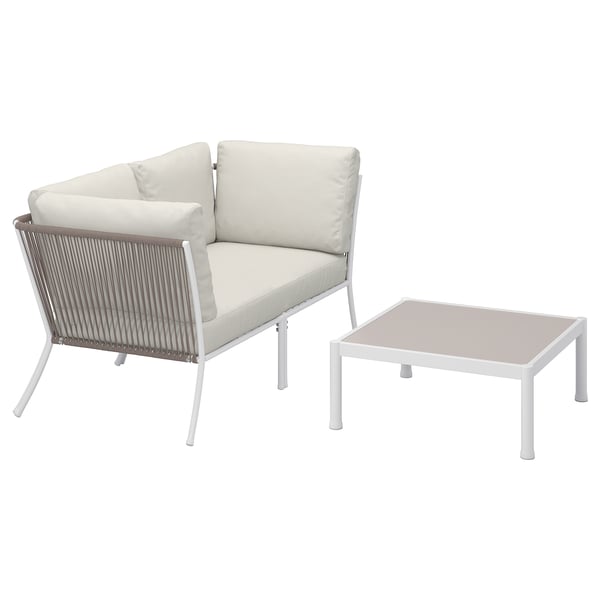 SEGERÖN 2er-Sitzgruppe/außen, weiß/beige/Frösön/Duvholmen beige