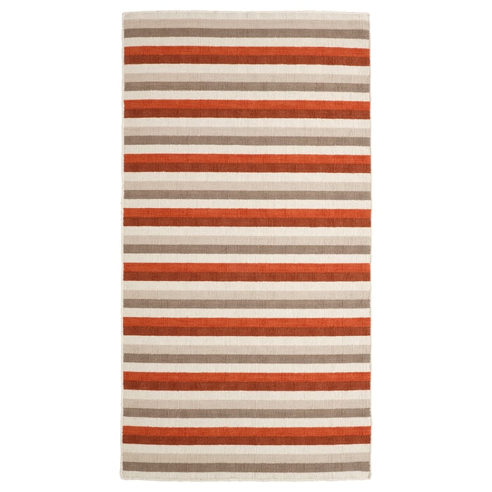 SKANDERUP Teppich flach gewebt, Handarbeit/beige rostbraun, 80x150 cm