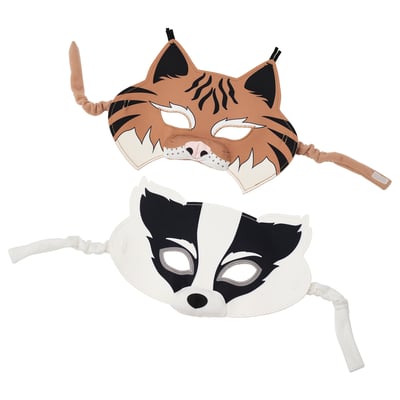 SKOGSDUVA Maske 2er-Set, Dachs/Luchs bunt