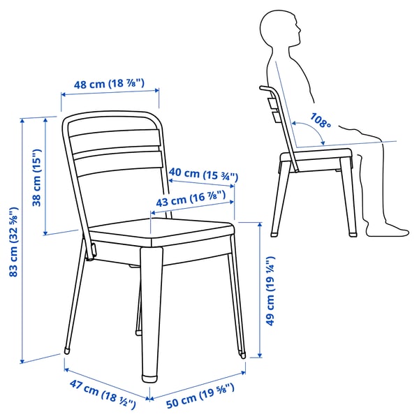SKOGSTA / RAMSNÄS Tisch und 4 Stühle, Akazie schwarz/anthrazit Vissle dunkelgrau, 120 cm
