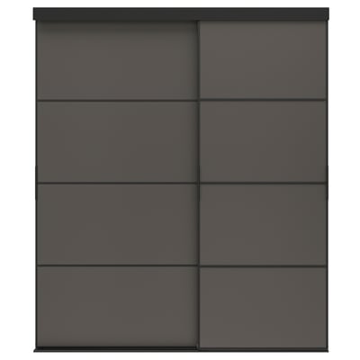 SKYTTA / MEHAMN Schiebetür-Kombination, schwarz/doppelseitig dunkelgrau, 177x205 cm