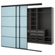 SKYTTA / PAX Kleiderschrank+Schiebetüren begehb., schwarz dunkelgrau/Mehamn hellblau, 276x160x240 cm