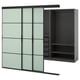 SKYTTA / PAX Kleiderschrank+Schiebetüren begehb., schwarz dunkelgrau/Mehamn hellgrün, 226x160x205 cm