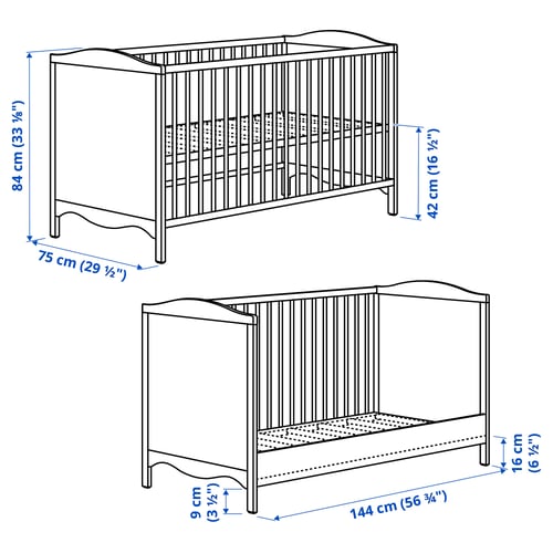 SMÅGÖRA Babybett, weiß, 70x140 cm