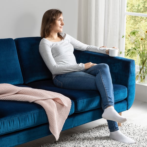 SMEDSTORP 2er-Sofa, Djuparp dunkel grünblau/Eiche