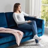 SMEDSTORP 2er-Sofa, Djuparp dunkel grünblau/Eiche