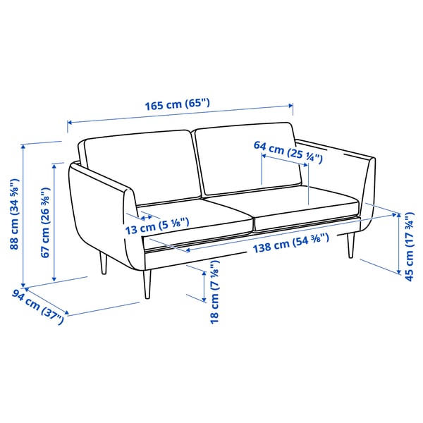 SMEDSTORP 2er-Sofa, Djuparp dunkelgrau/schwarz