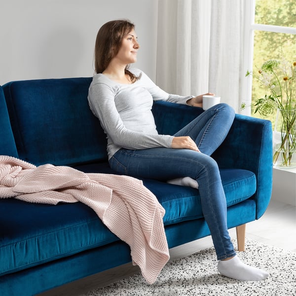 SMEDSTORP 3er-Sofa, Djuparp/dunkel grünblau Eiche