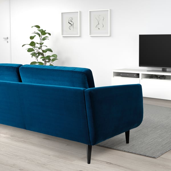 SMEDSTORP 3er-Sofa, Djuparp dunkel grünblau/schwarz