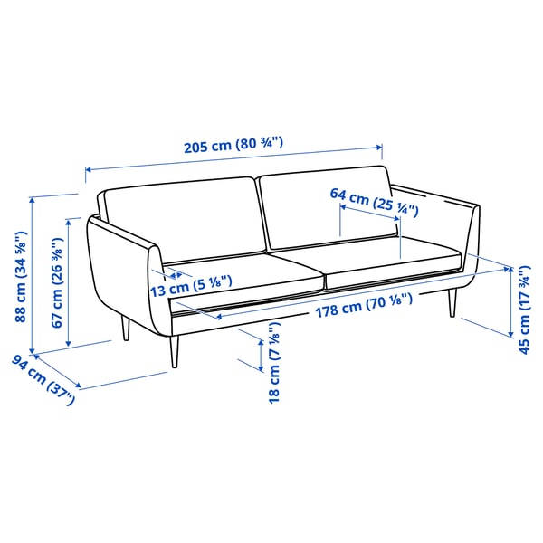 SMEDSTORP 3er-Sofa, Djuparp/dunkelgrau Eiche