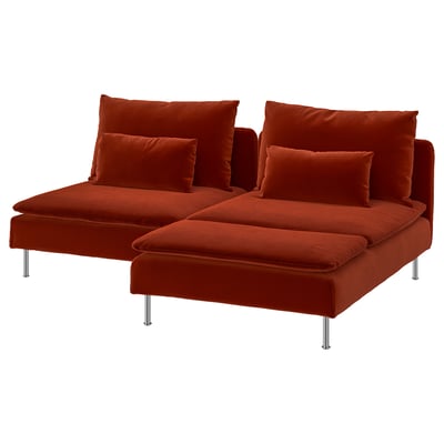 SÖDERHAMN 2er-Sofa mit Récamiere, Alhamn dunkel orangerot