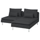 SÖDERHAMN 2er-Sofa mit Récamiere, Fridtuna dunkelgrau