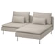 SÖDERHAMN 2er-Sofa mit Récamiere, Fridtuna hellbeige
