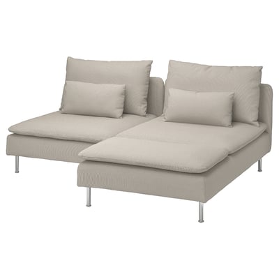 SÖDERHAMN 2er-Sofa mit Récamiere, Fridtuna hellbeige