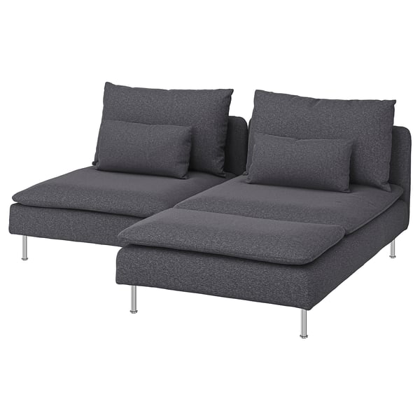 SÖDERHAMN 2er-Sofa mit Récamiere, Gunnared mittelgrau
