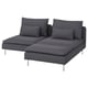 SÖDERHAMN 2er-Sofa mit Récamiere, Gunnared mittelgrau