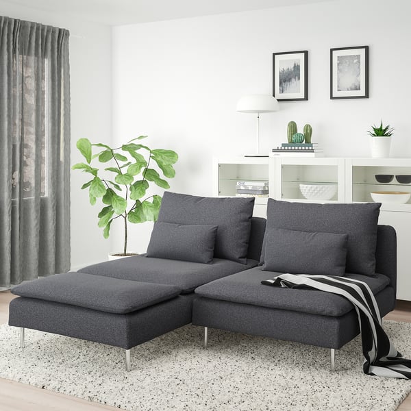 SÖDERHAMN 2er-Sofa mit Récamiere, Gunnared mittelgrau
