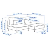 SÖDERHAMN 2er-Sofa mit Récamiere, Hillared dunkelblau