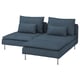 SÖDERHAMN 2er-Sofa mit Récamiere, Hillared dunkelblau