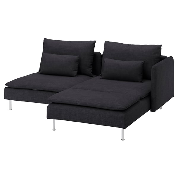 SÖDERHAMN 2er-Sofa, mit Récamiere mit Armlehne/Hillared anthrazit