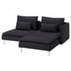 SÖDERHAMN 2er-Sofa, mit Récamiere mit Armlehne/Hillared anthrazit