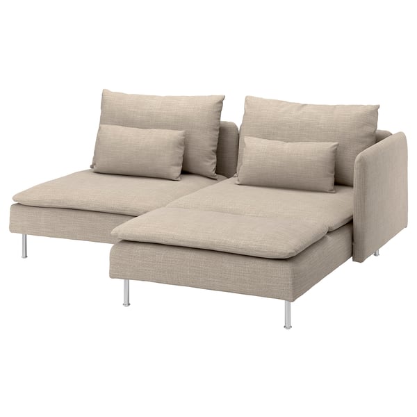 SÖDERHAMN 2er-Sofa, mit Récamiere mit Armlehne/Hillared beige
