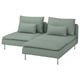 SÖDERHAMN 2er-Sofa mit Récamiere, Tallmyra hellgrün