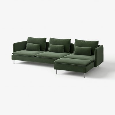 SÖDERHAMN 4er-Sofa, mit Récamiere/Johanneshov dunkelgrün