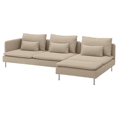 SÖDERHAMN 4er-Sofa mit Récamiere, + offenes Ende/Kelinge beige