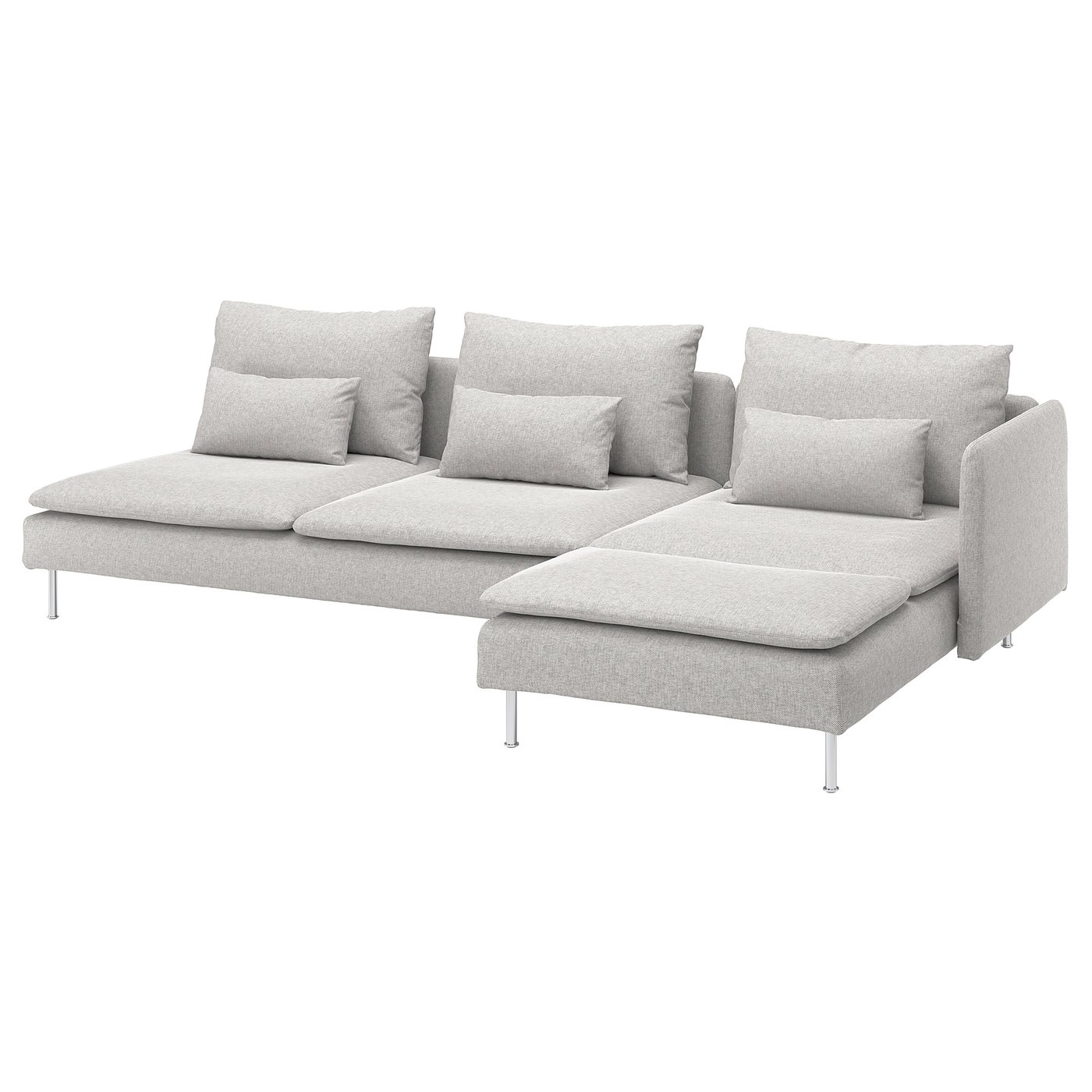 SÖDERHAMN 4er-Sofa, mit Récamiere + offenes Ende/Tallmyra weiß/schwarz