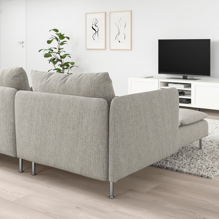 SÖDERHAMN 4erSofa, mit Récamiere + offenes Ende/Viarp beige/braun