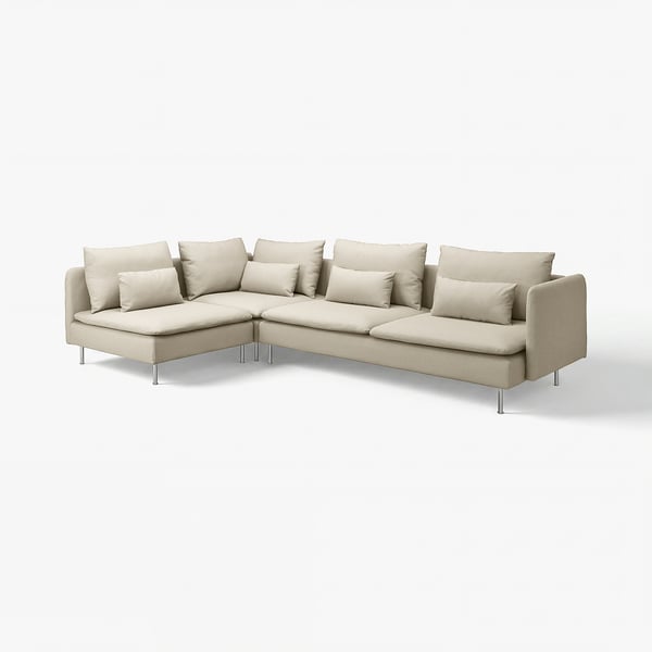 SÖDERHAMN Ecksofa 4-sitzig, ohne Abschluss/Fridtuna hellbeige