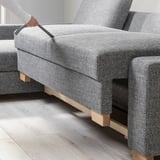 SÖRVALLEN 3er-Bettsofa mit Récamiere, links/Lejde grau/schwarz