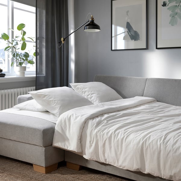 SÖRVALLEN 3er-Bettsofa mit Récamiere, links/Tallmyra schwarz/weiß