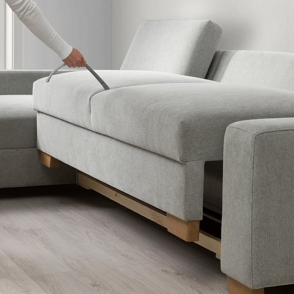 SÖRVALLEN 3er-Bettsofa mit Récamiere, links/Tallmyra schwarz/weiß