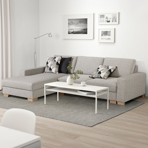 SÖRVALLEN 3er-Bettsofa mit Récamiere - links/Viarp beige/braun - IKEA