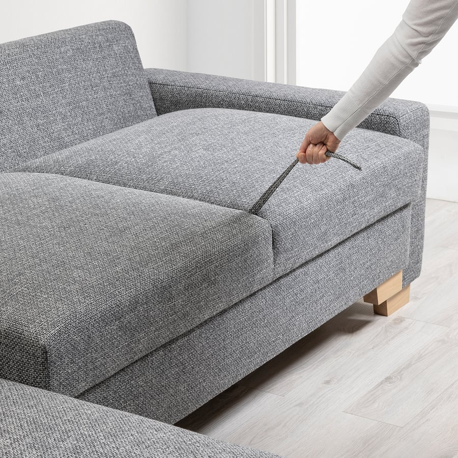 SÖRVALLEN 3erBettsofa mit Récamiere, rechts/Lejde grau/schwarz IKEA