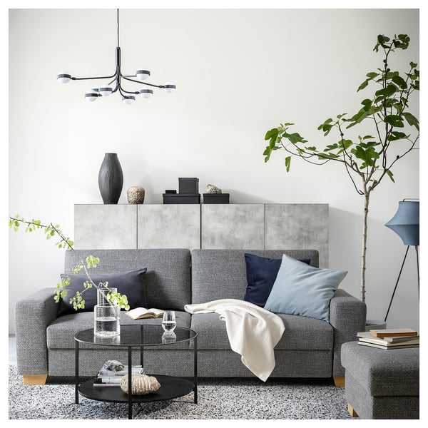 SÖRVALLEN 3er-Sofa, Lejde grau/schwarz