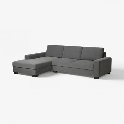 SÖRVALLEN 3er-Sofa, mit Récamiere links/Tallmyra mittelgrau
