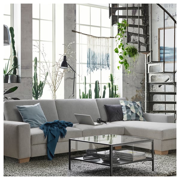SÖRVALLEN 4er-Sofa, mit Récamiere rechts/Tallmyra schwarz/weiß