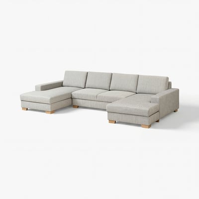 SÖRVALLEN 4er-Sofa mit Récamieren, Viarp beige/braun