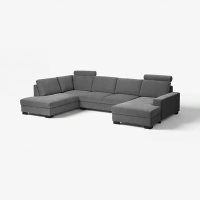 SÖRVALLEN Ecksofa 4-sitzig, mit Récamiere rechts/Tallmyra mittelgrau