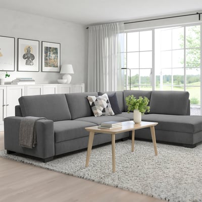 SÖRVALLEN Ecksofa 4-sitzig, ohne Abschluss rechts/Tallmyra mittelgrau