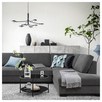 SÖRVALLEN Ecksofa 4-sitzig, ohne Abschluss rechts/Tallmyra mittelgrau