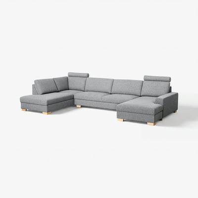 SÖRVALLEN Ecksofa 5-sitzig, mit Récamiere rechts/Lejde grau/schwarz
